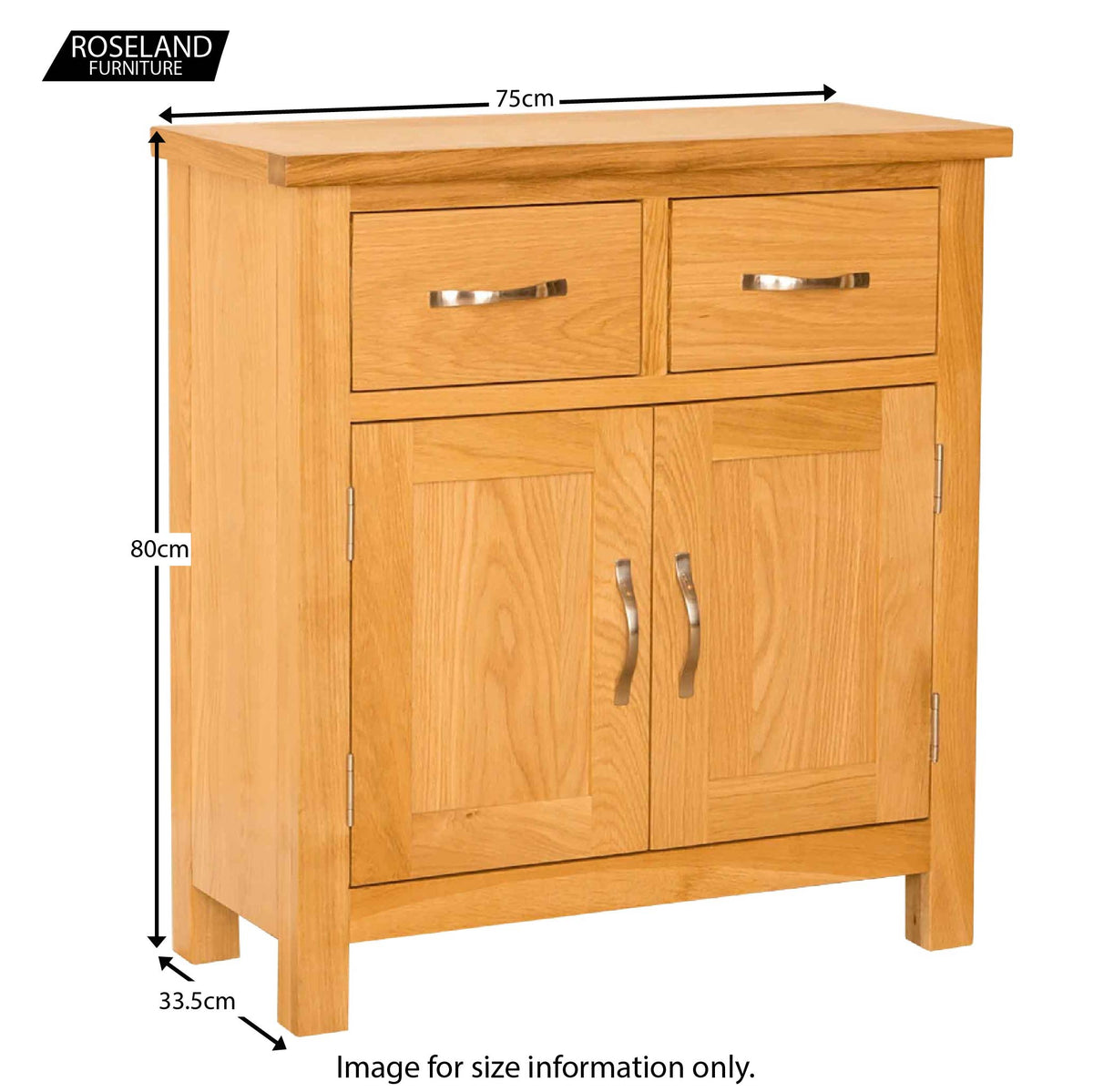 Newlyn Oak Mini Sideboard  - Size Guide