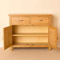 Newlyn Oak Small Sideboard with doors open