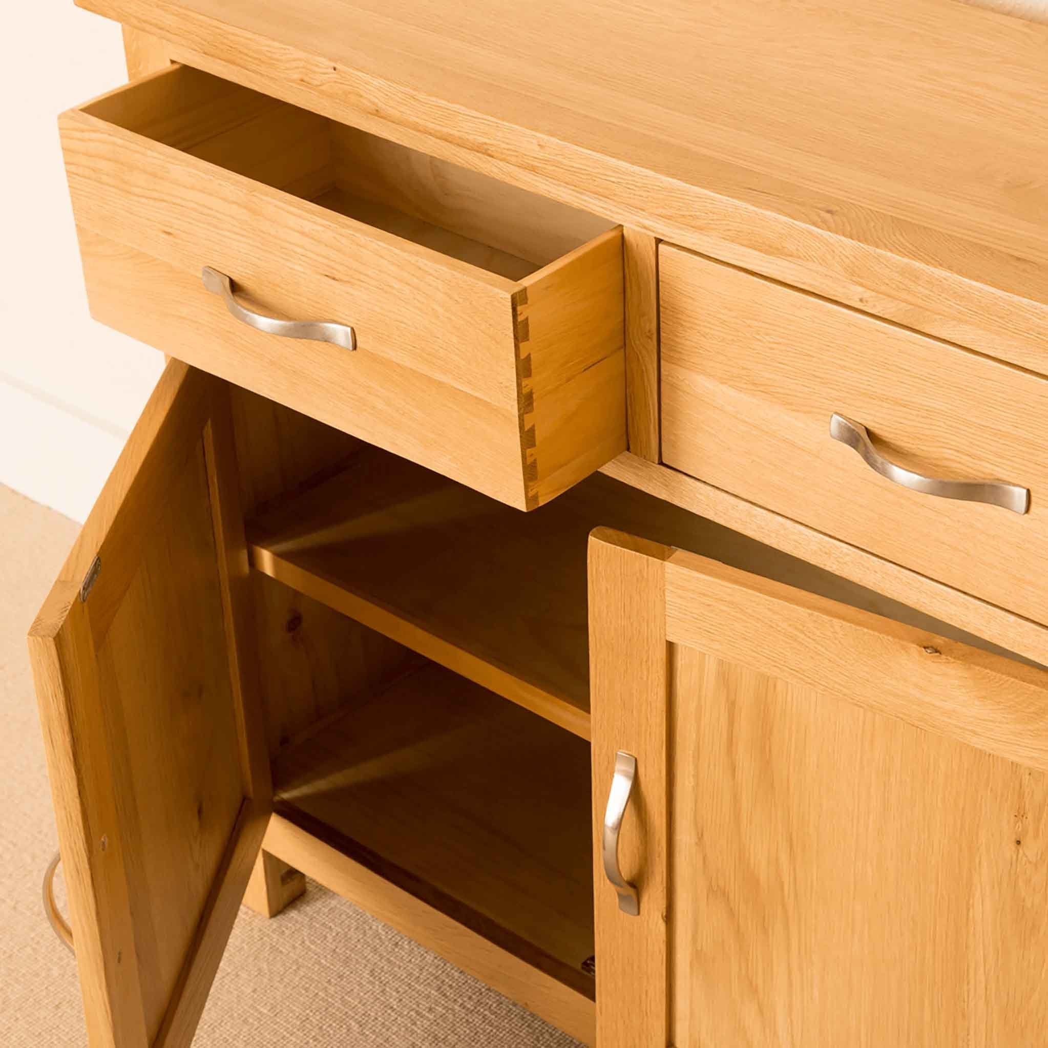 Newlyn Oak Small Sideboard Internal Shelf W 100cm Modern Light Oak