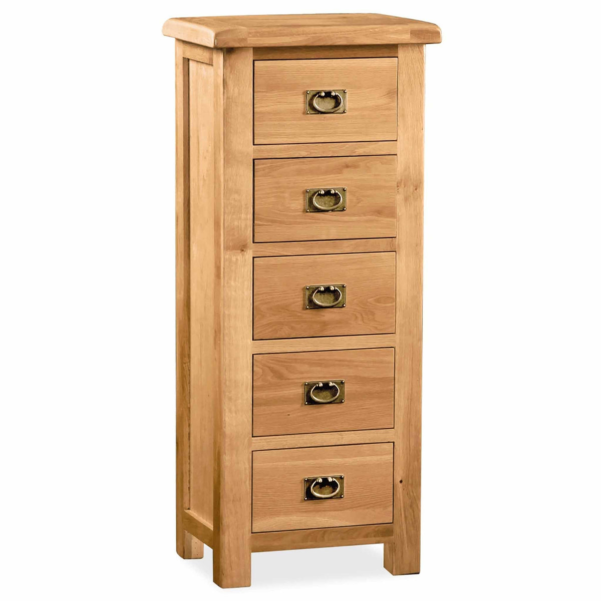 Zelah Oak 5 Drawer Tallboy Chest by Roseland Furniture