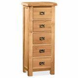 Zelah Oak 5 Drawer Tallboy Chest by Roseland Furniture
