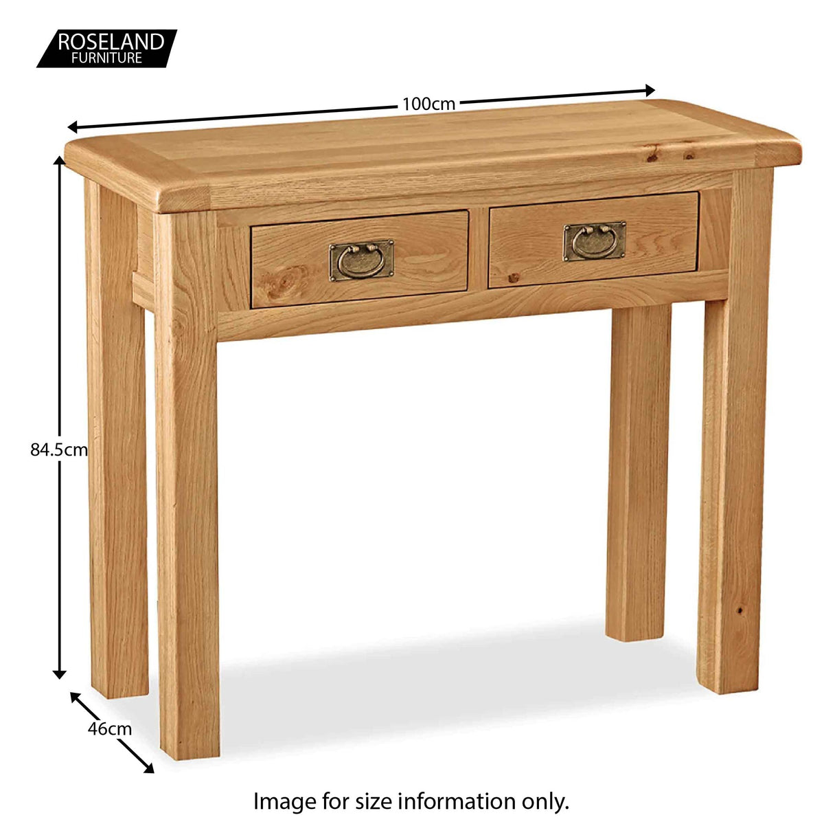 Zelah Oak Dressing Table - Size Guide