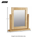 Zelah Oak Vanity Mirror - Size Guide