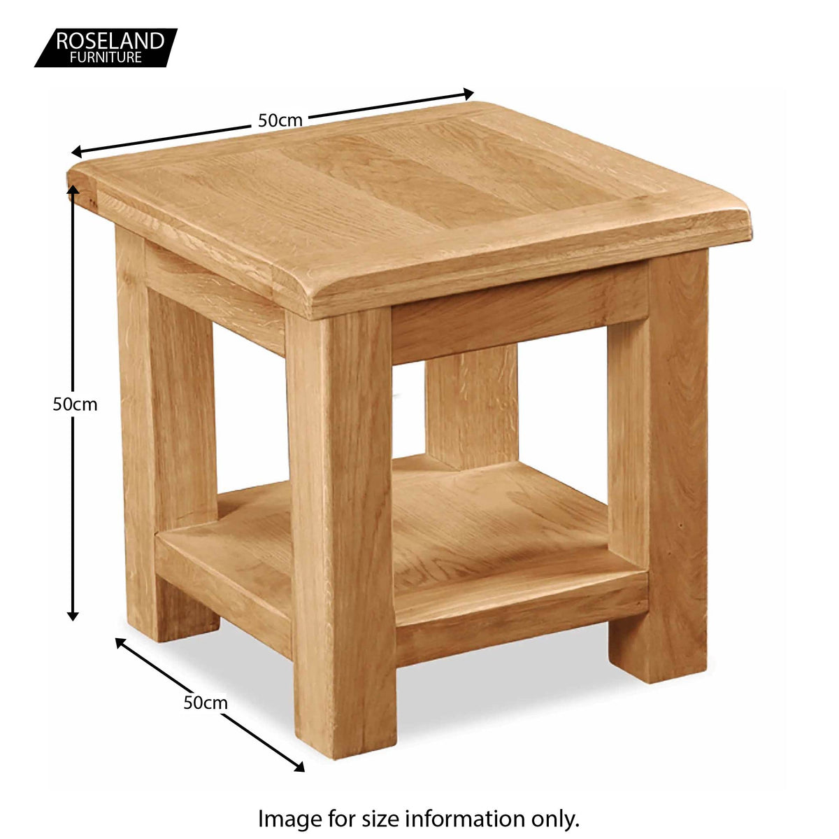 Zelah Oak Lamp Table - Size Guide