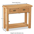 Zelah Oak Console Table - Size Guide