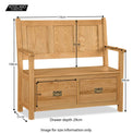 Zelah Oak Monks Bench - Size Guide
