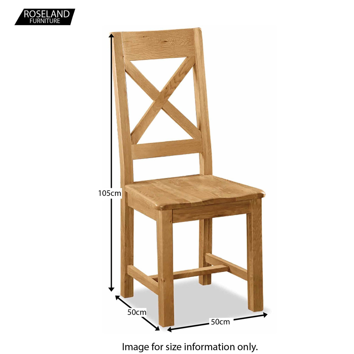 Zelah Oak Cross Back Dining Chair - Size Guide