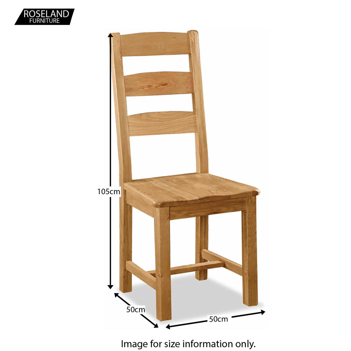 Zelah Oak Slatted Back Dining Chair - Size Guide