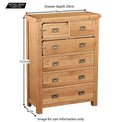 Zelah Oak 2 over 4 Drawer Chest of Drawers - Size Guide