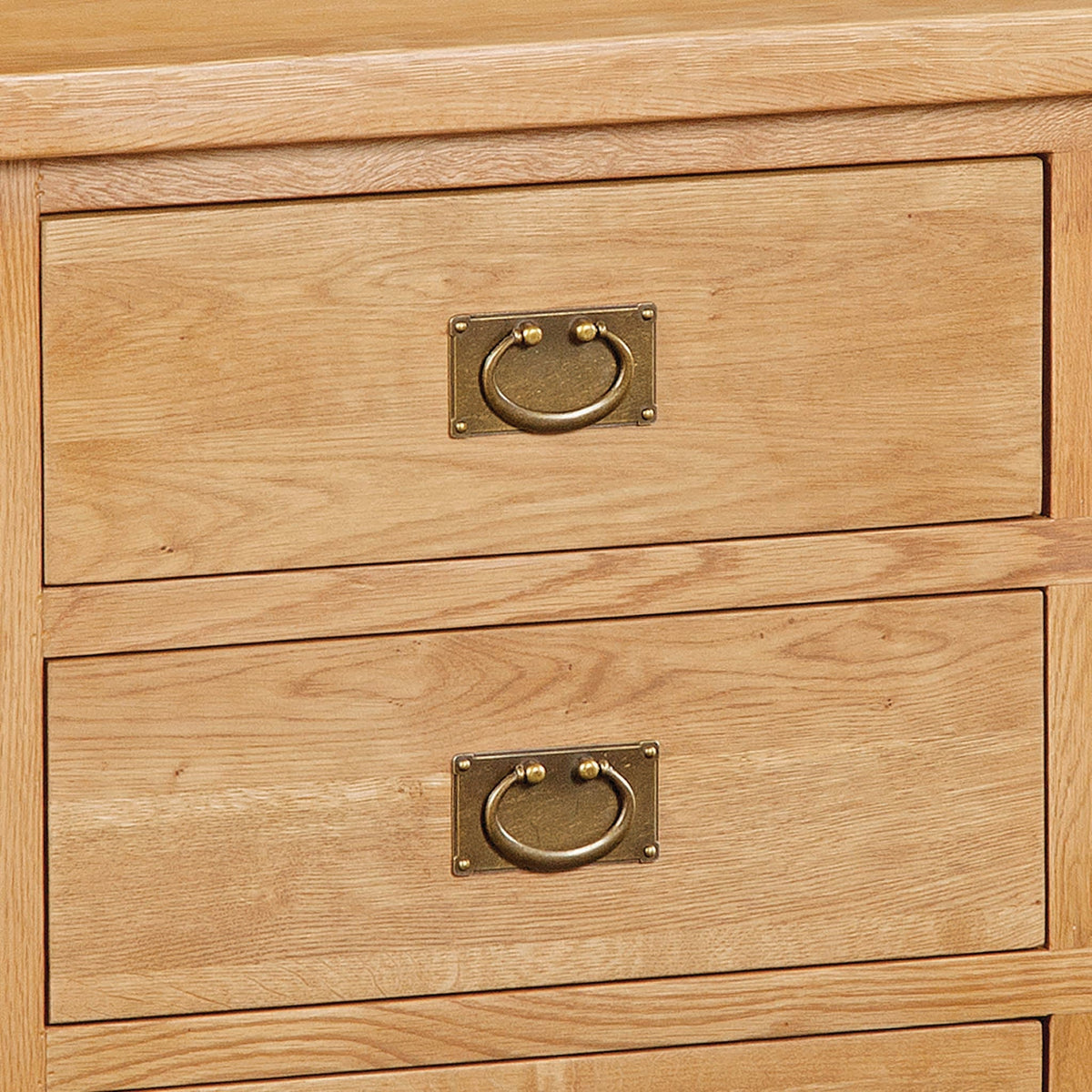 Zelah Oak 5 Drawer Tallboy Chest - Close Up of Tallboy Drawers