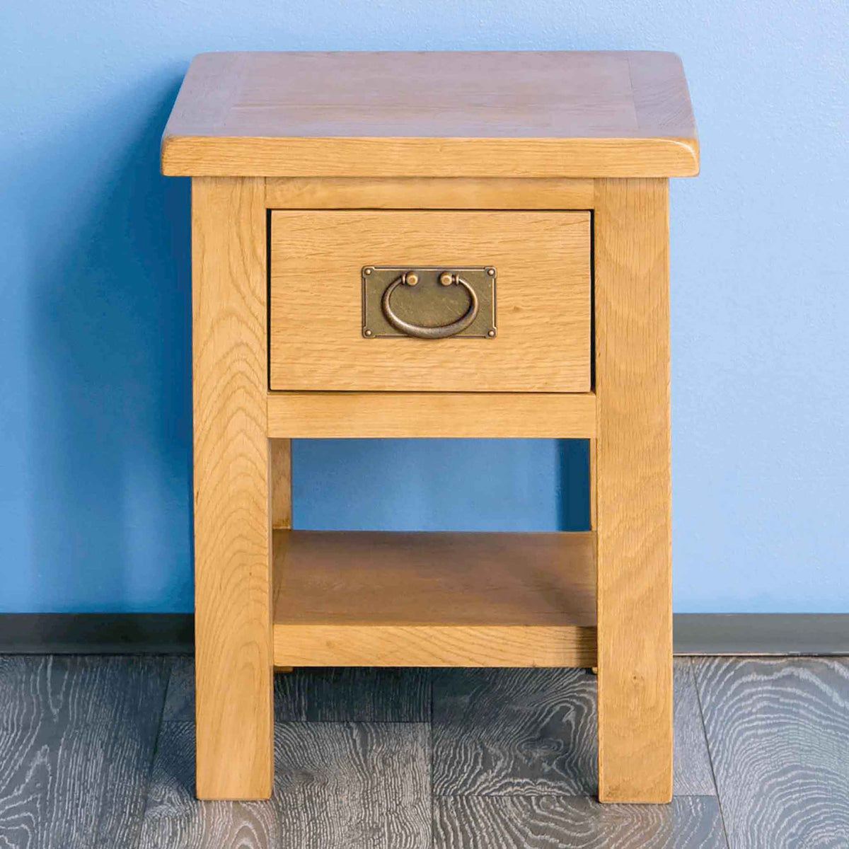 Surrey Oak Lamp Table, 1 Drawer & Shelf | Rustic Waxed Oak
