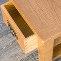 Surrey Oak Lamp Table with Drawer - Top corner of table