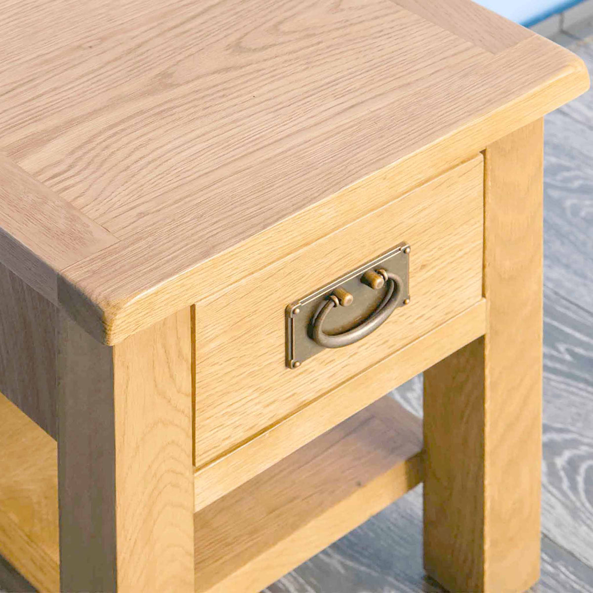 Surrey Oak Lamp Table with Drawer - Close up