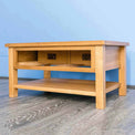Surrey Oak Coffee Table - Lifestyle showing both side drawer opening