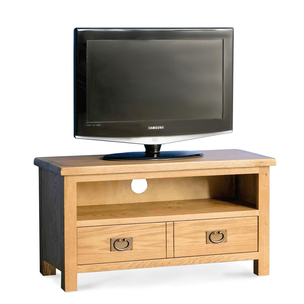Surrey Oak waxed TV stand 90cm by Roseland Furniture