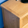 Surrey Oak waxed TV stand 90cm - Close up of top of TV Stand