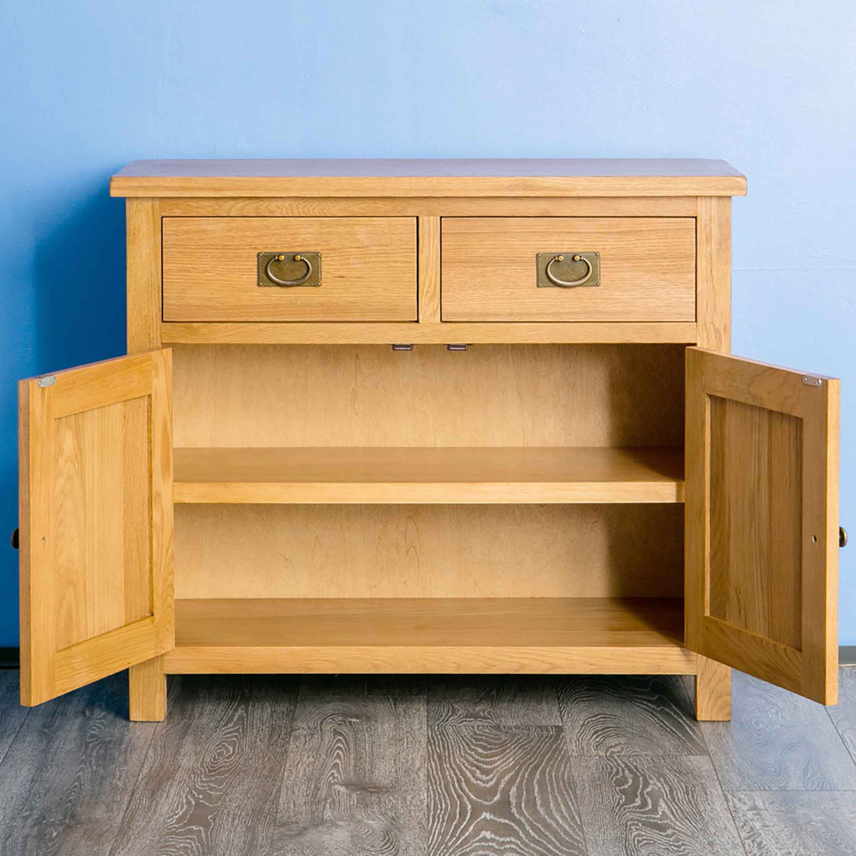 Surrey Oak Small Sideboard, Internal Shelf, 90cm | Rustic Waxed Oak