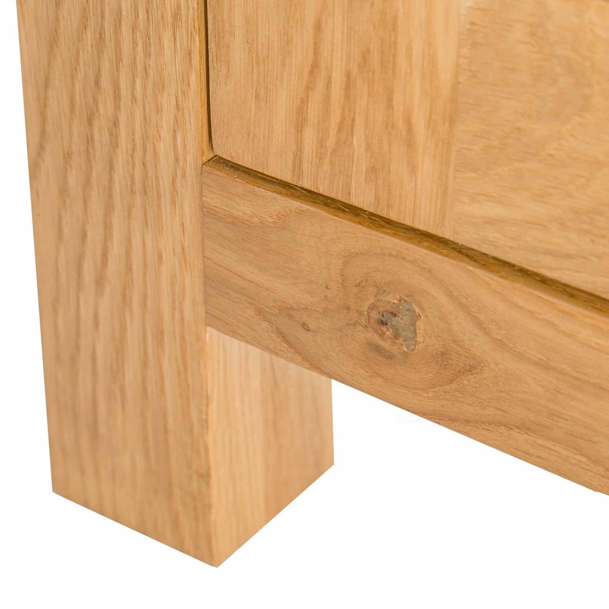 close up of solid wood legs on the Roseland Oak Small Larder Unit 