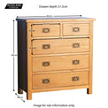 Surrey Oak 2 Over 3 Chest of Drawers - Size guide