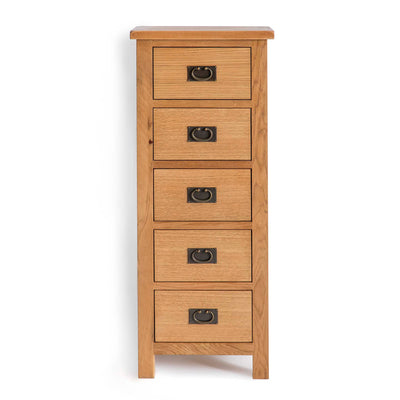 Surrey Oak 5 Drawer Tallboy Chest