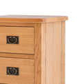 Surrey Oak 5 drawer tallboy chest of 5 drawers - Close up of oak top