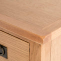 Surrey Oak 5 drawer tallboy chest of 5 drawers - Close up of oak top