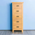 Surrey Oak 5 drawer tallboy chest of 5 drawers - Lifestyle