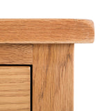 Surrey Oak 5 drawer tallboy chest of 5 drawers - Close up of oak top