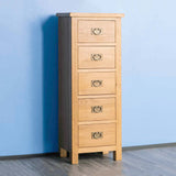Surrey Oak 5 drawer tallboy chest of 5 drawers - Lifestyle