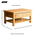 London Oak Coffee Table - size guide