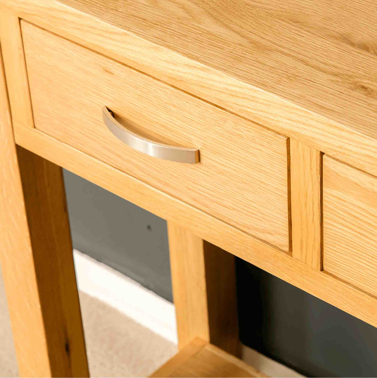 Drawer on the London Oak Console Table by Roseland Furniture