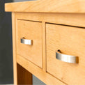 Metal handles on the London Oak Console Table by Roseland Furniture