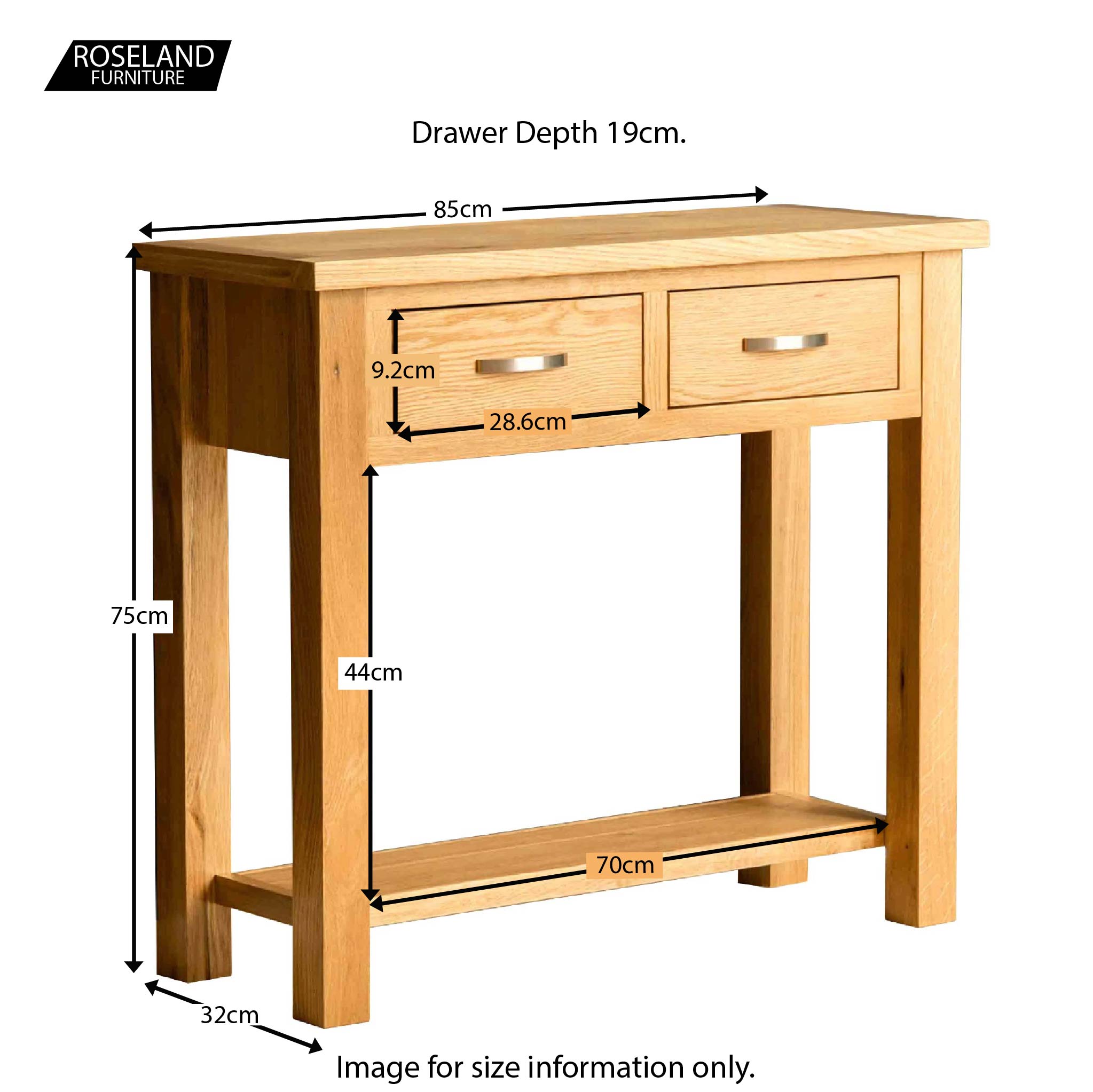 London Oak Console Table 2 Drawers Solid Wood Light Oak