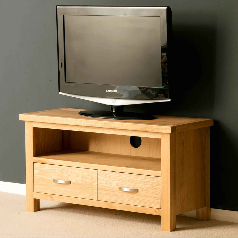 London Oak 90cm Small TV Stand, Screens Up To 40" | Light Oak