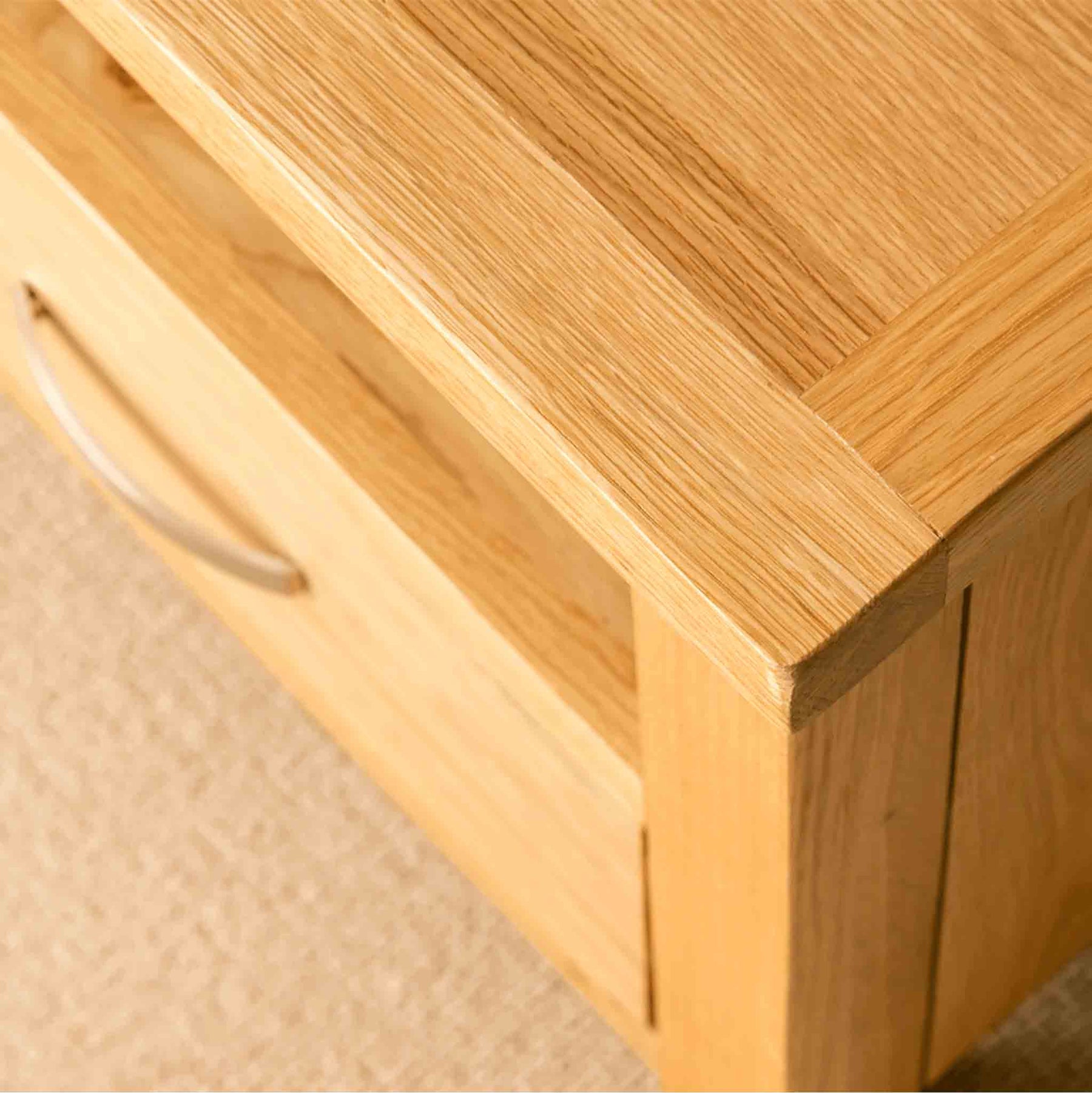 View of the top surface of a London Oak 90cm TV Stand