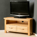 Side view of the London Oak Corner TV Stand by Roseland Furniture