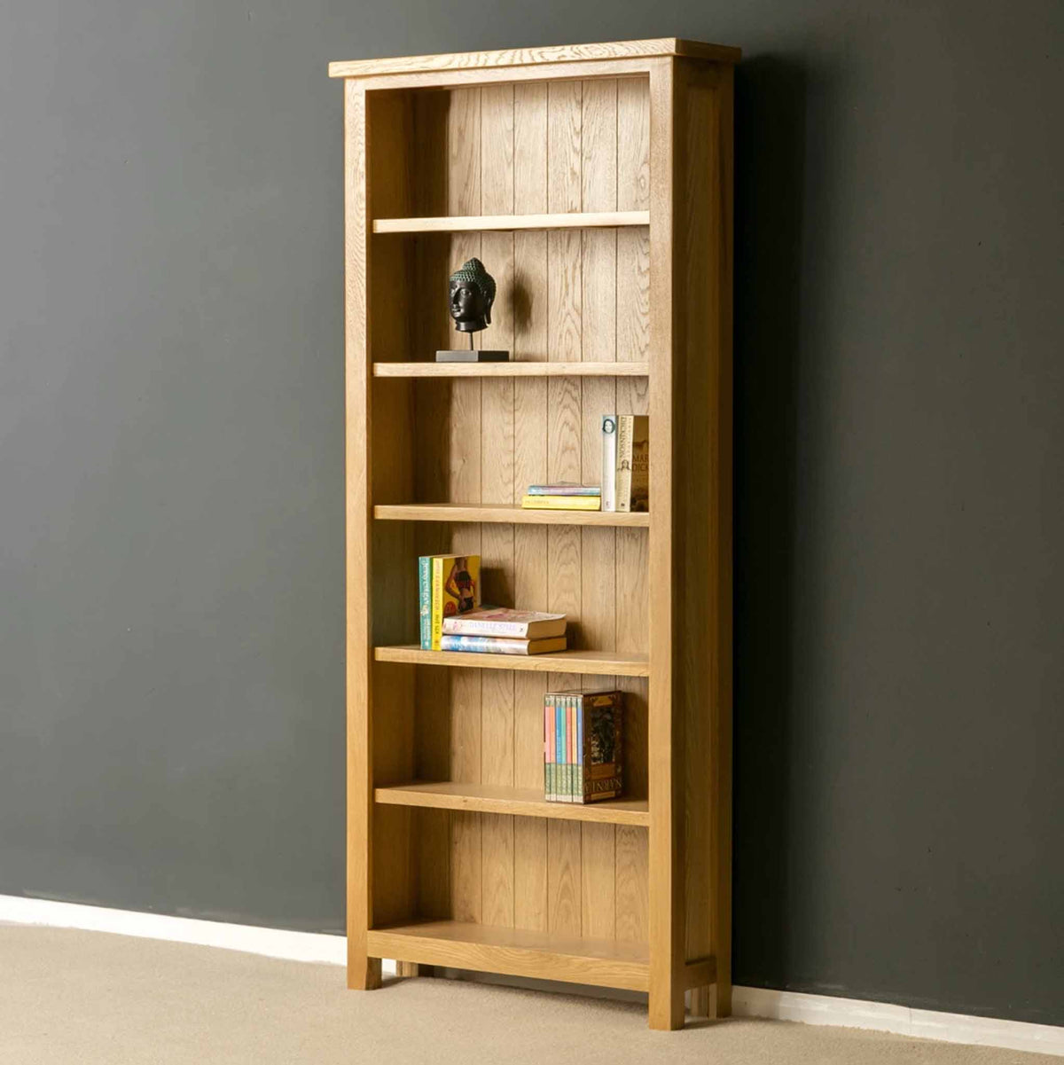 London Oak Large Bookcase - Lifestyle Side view