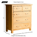 London Oak 2 over 3 Drawer Chest - size guide
