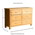 London Oak Large 6 Drawer Chest of Drawers - size guide