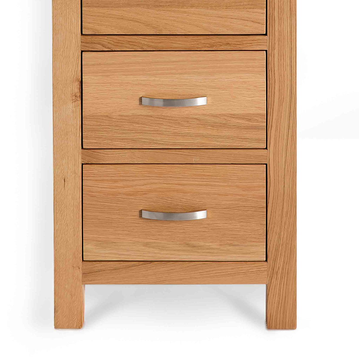 London Oak Tallboy Chest - Close up of bottom drawers and feet