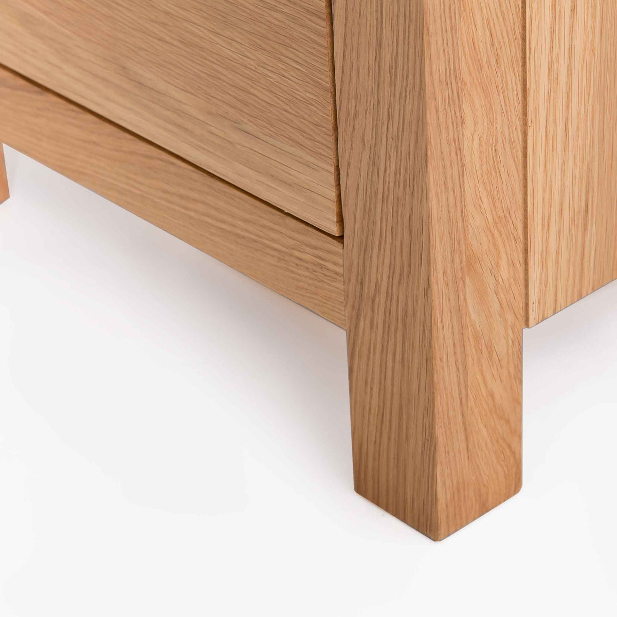London Oak Tallboy Chest - Close up of foot