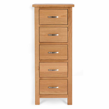 London Oak 5 Drawer Tallboy Chest