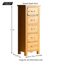 London Oak Tallboy Chest - size guide
