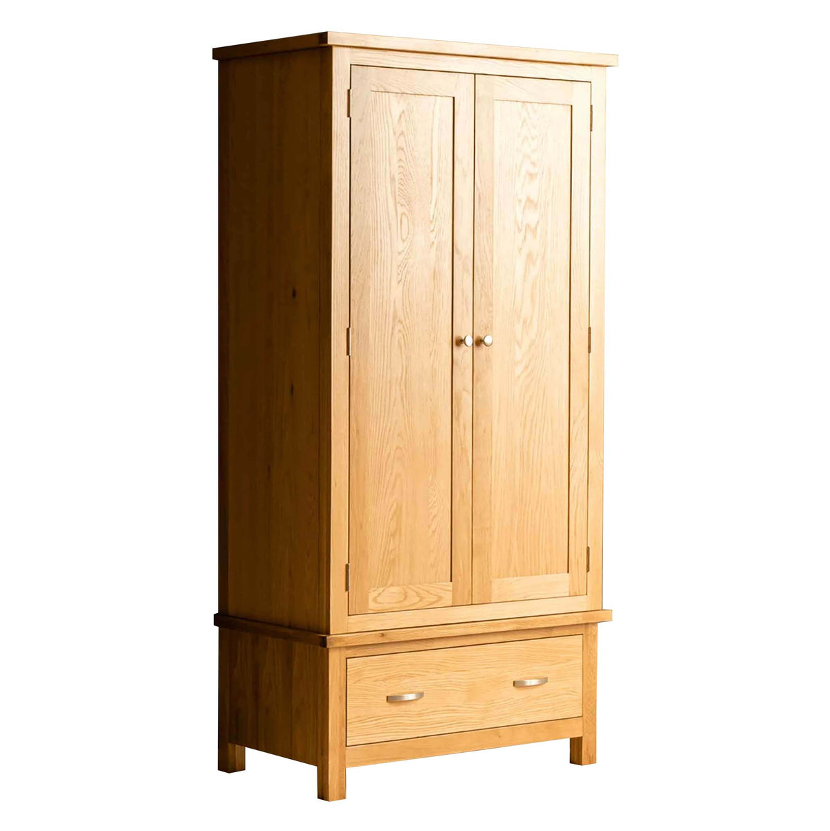 London Oak Double Wardrobe With Drawer Solid Wood Oak Roseland london-oak-double-wardrobe-with-drawer-solid-wood-oak-roseland