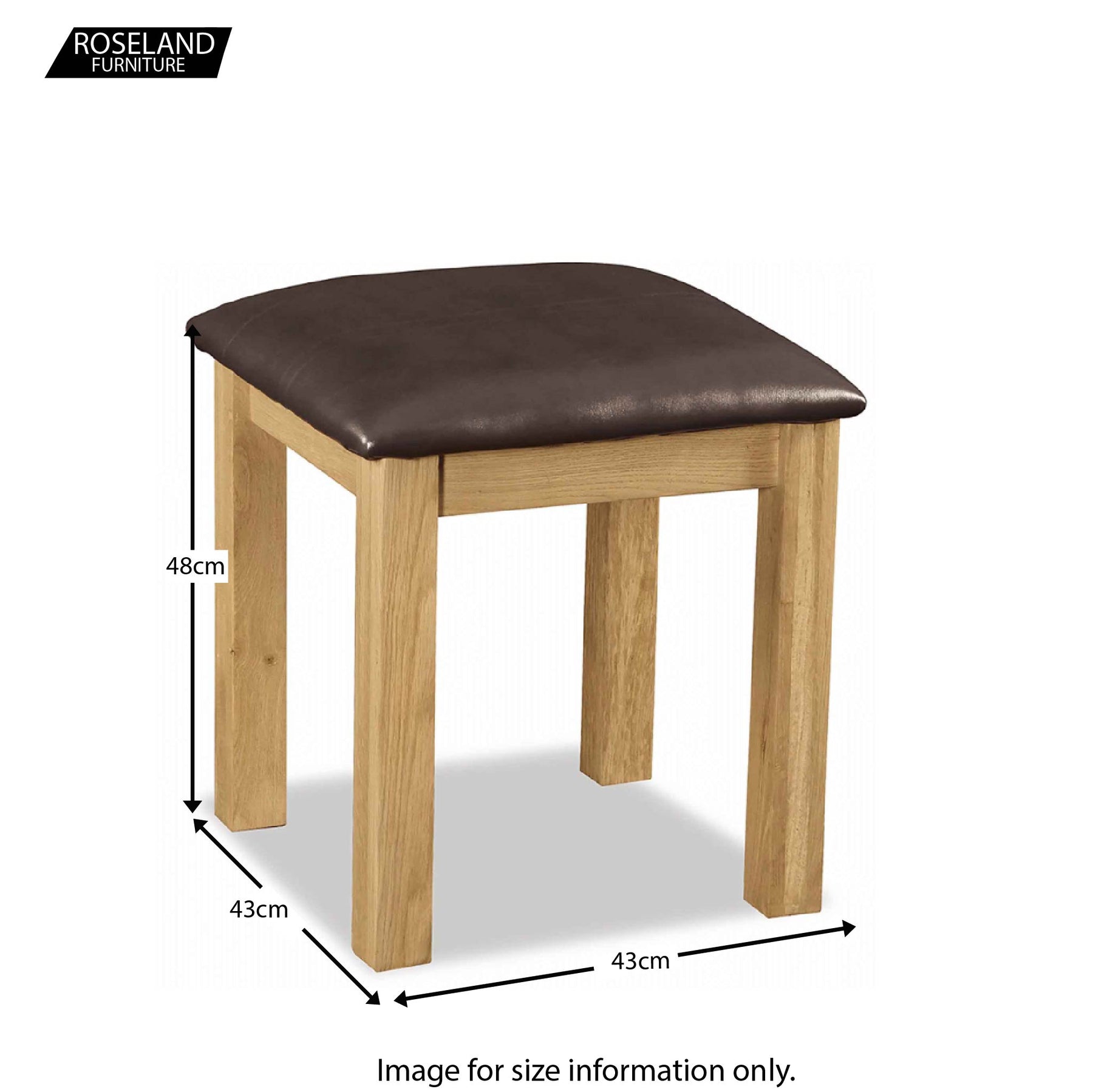 Zelah Oak Stool - Size Guide