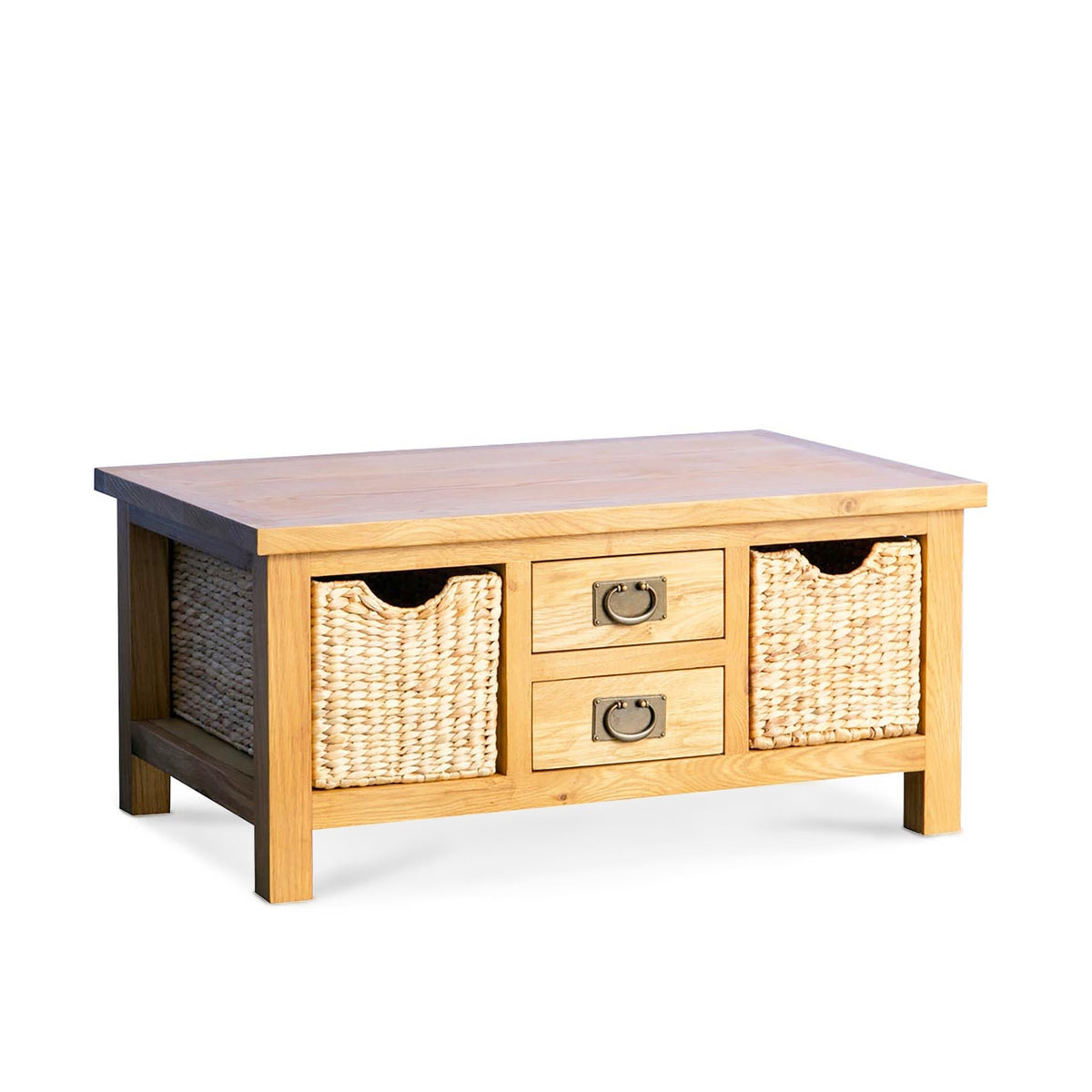 Surrey Oak Coffee Table with Baskets by Roseland Furniture