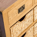 Surrey Oak Console Table with Baskets - Close up looking down on baskets