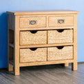 Surrey Oak Console Table with Baskets - Lifestyle side view