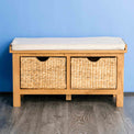 Surrey Oak Hall Bench with Baskets - Lifestyle