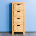 Surrey Oak Tallboy with Baskets - Lifestyle front view